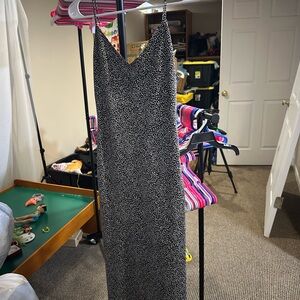 Abercrombie & Fitch Black and White Speckled Maxi Slip Dress